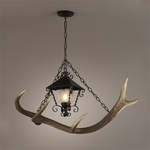 Wrought Iron and Antler Chandelier