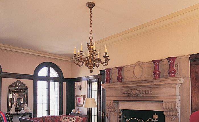 Vintage Originals Lighting Portfolio - Ornate Cast Brass Chandelier Lighting Living Room Image