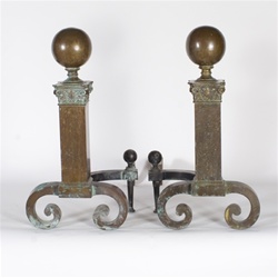 Pair of vintage fireplace items