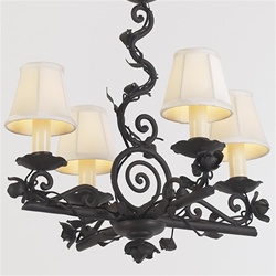 Iron Vine and Spiral Four Light Chandelier