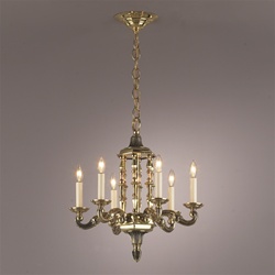 Polished Brass Pillar Chandelier