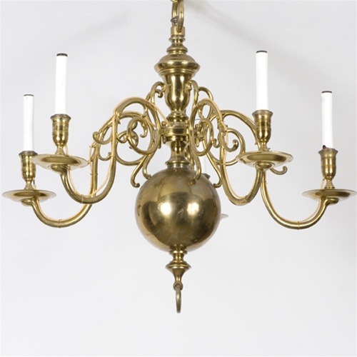 vintage chandelier, Polished Brass Candle Chandelier from Brass