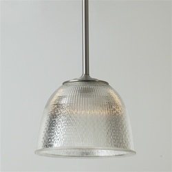 A popular prismatic glass from holphane, bell shape & coated interior